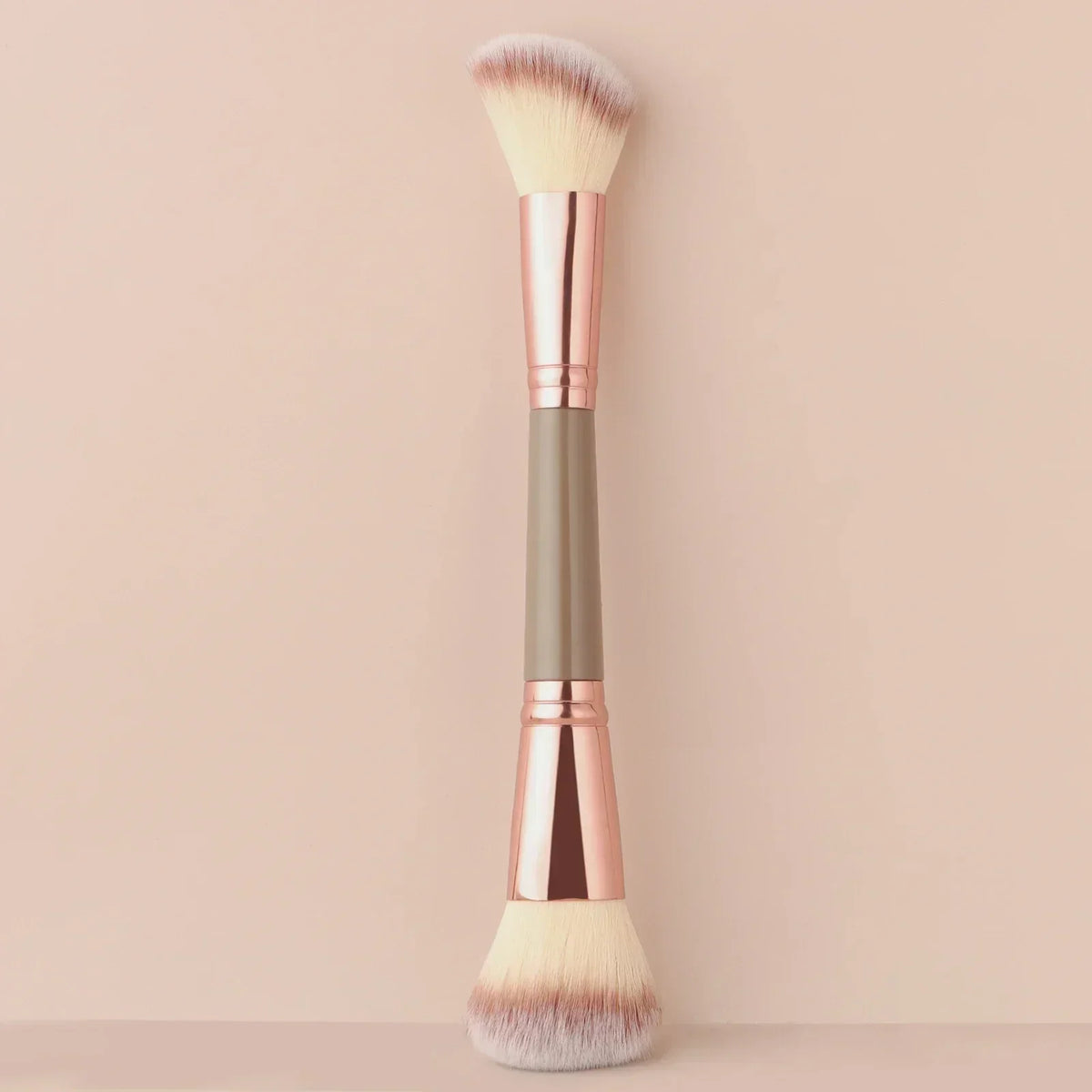 Single Dual-Ended Beauty Brush, Round Blush Brush + Large Powder Brush Soft Bristle Facial Makeup Tool
